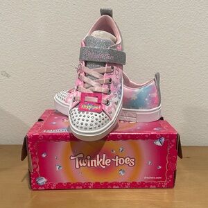 Skechers Twinkle Toes Pink and Silver Sneakers